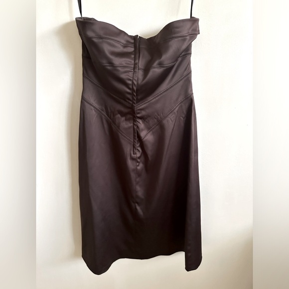 RW&CO Brown Strapless Satin Dress Size 4 - Picture 4 of 5